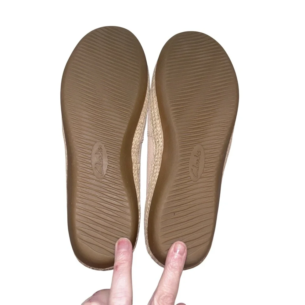 Clarks Collection Women 8.5‎ M Blush Pink Perforated Suede Espadrille Flats